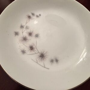 MCM Starburst Salad/Pasta Plates - Platinum Rim Atomic Era China